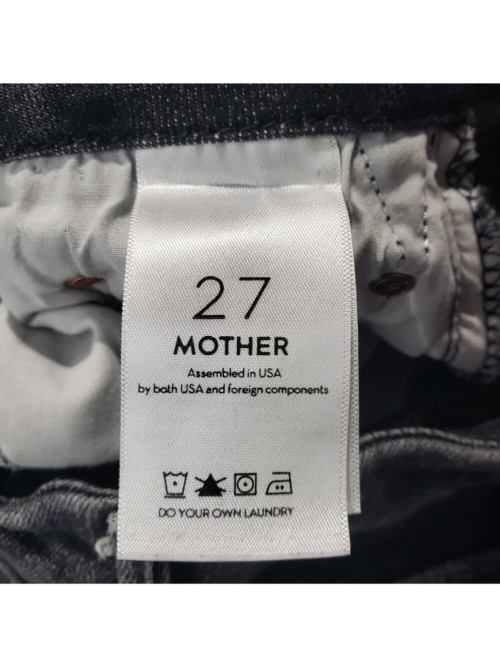 Mother The Looker Ankle Fray $208 Stargazing Faded Black Raw Hem Jeans 27 - Picture 6 of 14